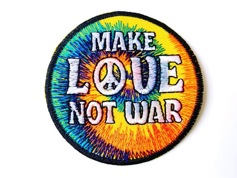 TH Make Love Not War Peace Symbol Biker Rider Motorcycle Logo Applique Embroidered Sew on Iron on Patch for Backpacks Jeans Jackets Clothing